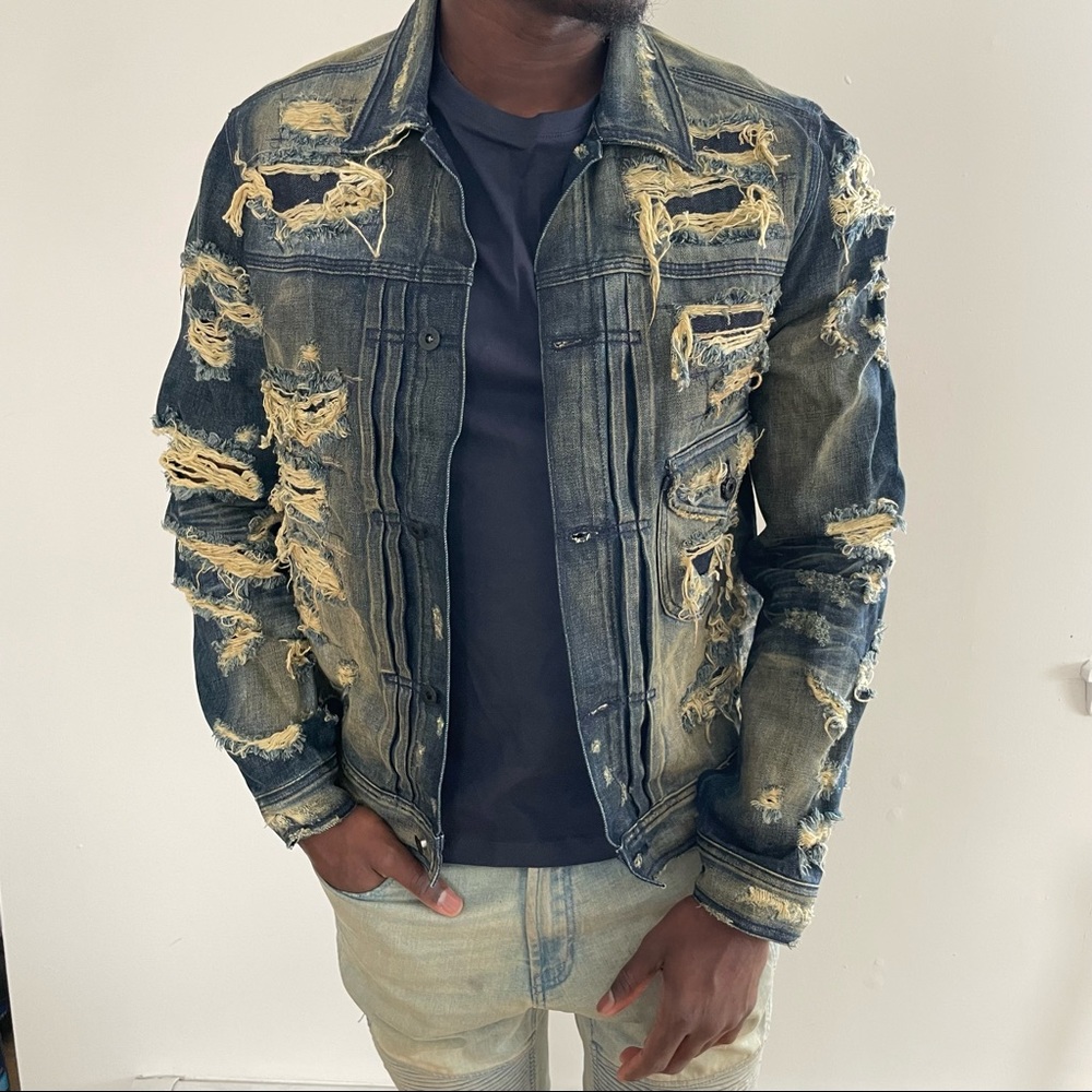 PRPS Extreme Distress Denim Jacket Size 42